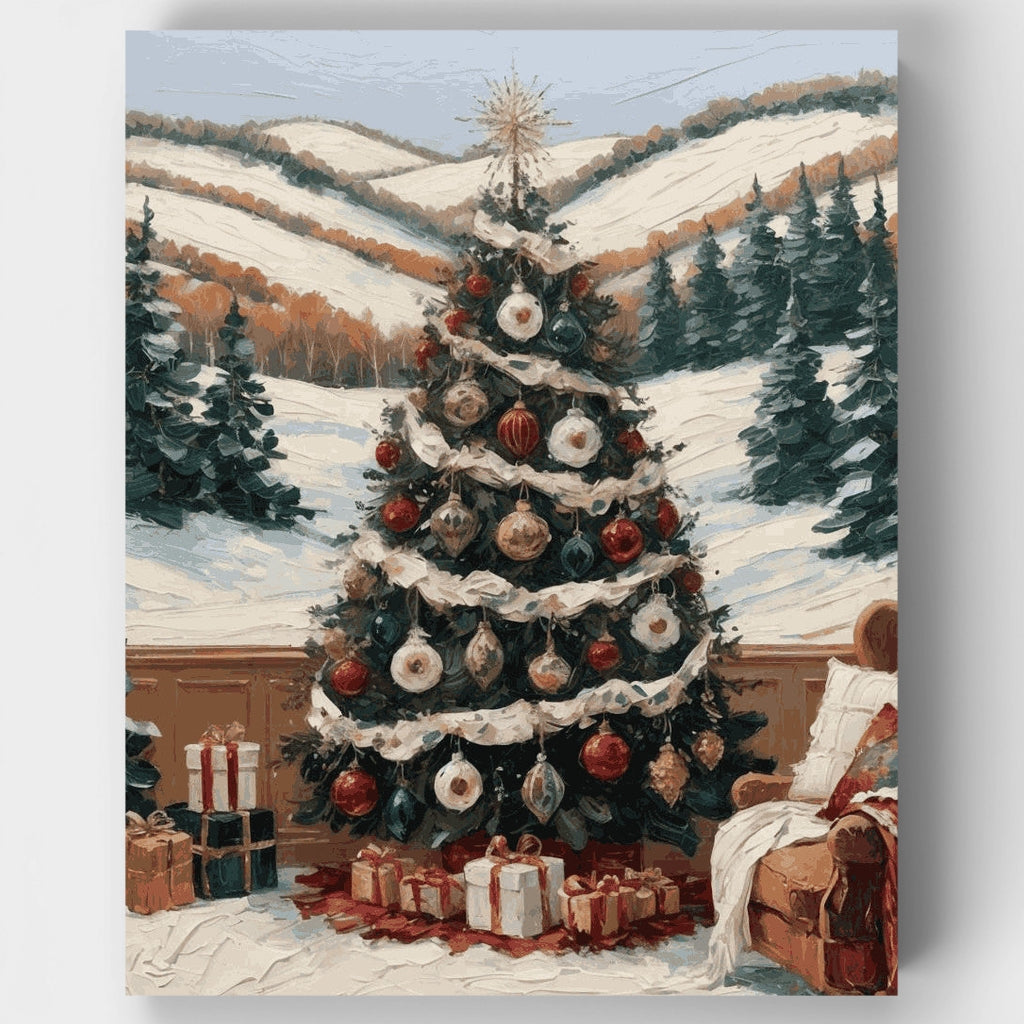 Kit de pintura por números - Árbol de Navidad acogedor — Estándar