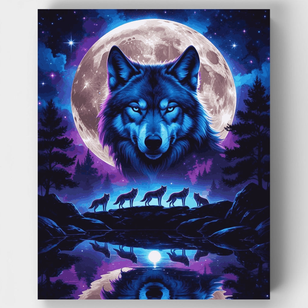 Mystical Wolf Pack Under Full Moon - Paint by Numbers Kit