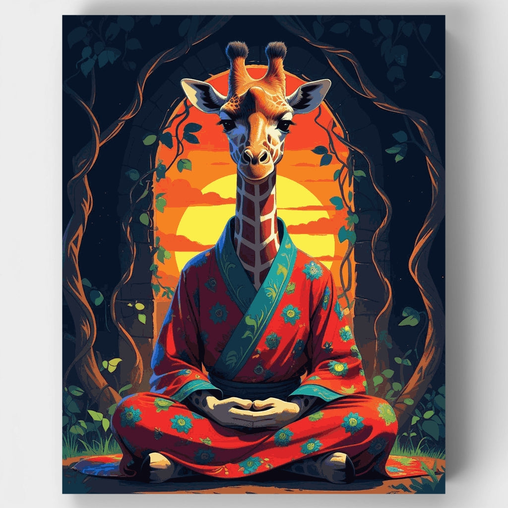 Kit de pintura por números - Meditación de la jirafa zen — Estándar