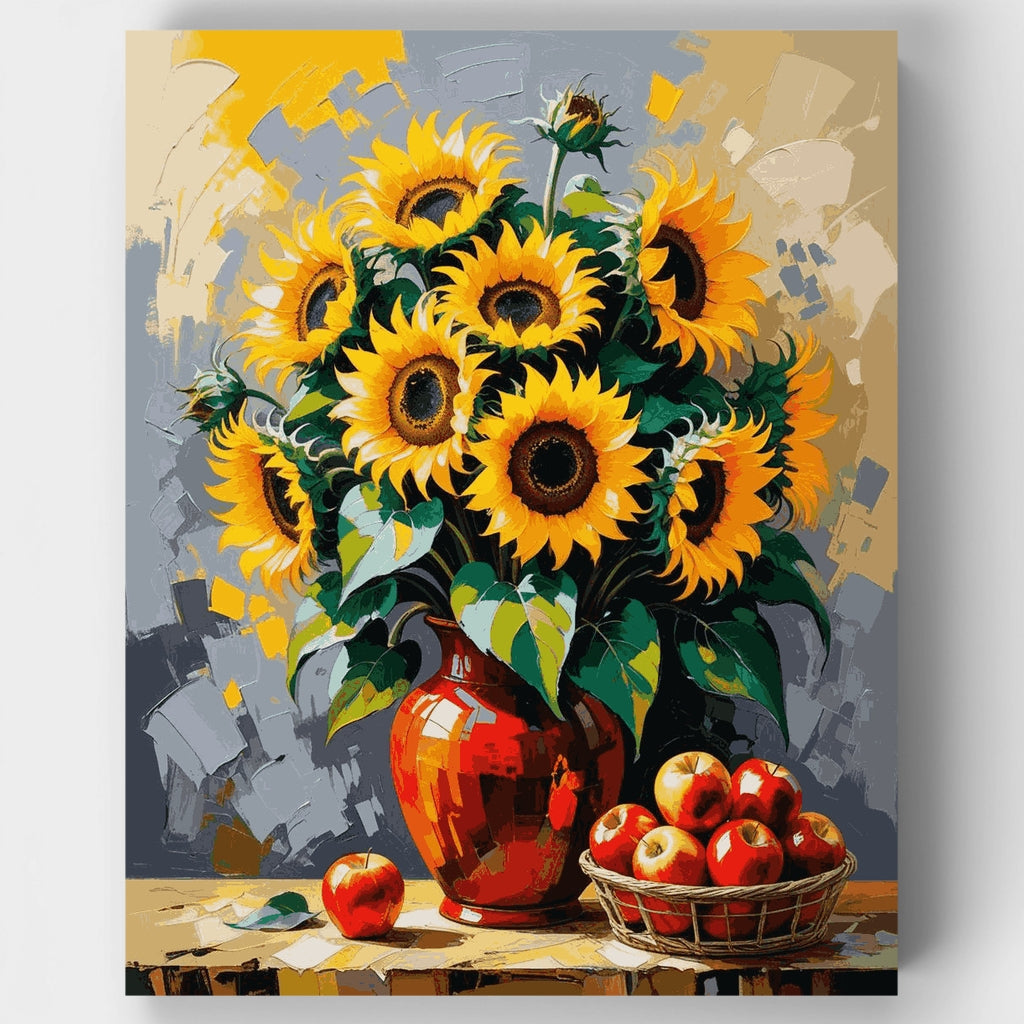 Sunflower Bouquet with Red Apples - Paint by Numbers Kit