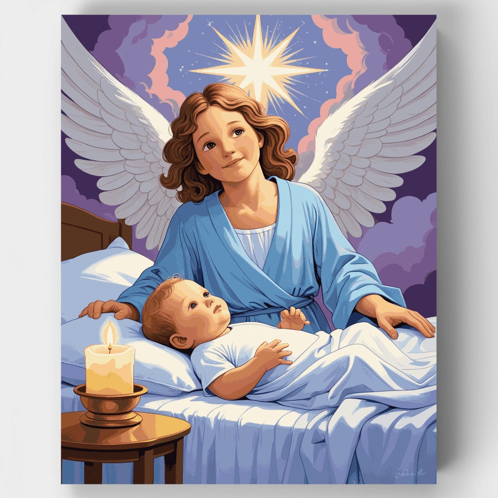 Ángel de la guarda con bebé - Kit de pintura por números — Estándar