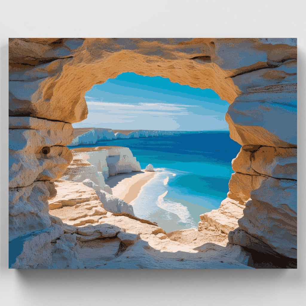 Vista de cueva costera en Chipre - Kit de pintura por números — Estándar