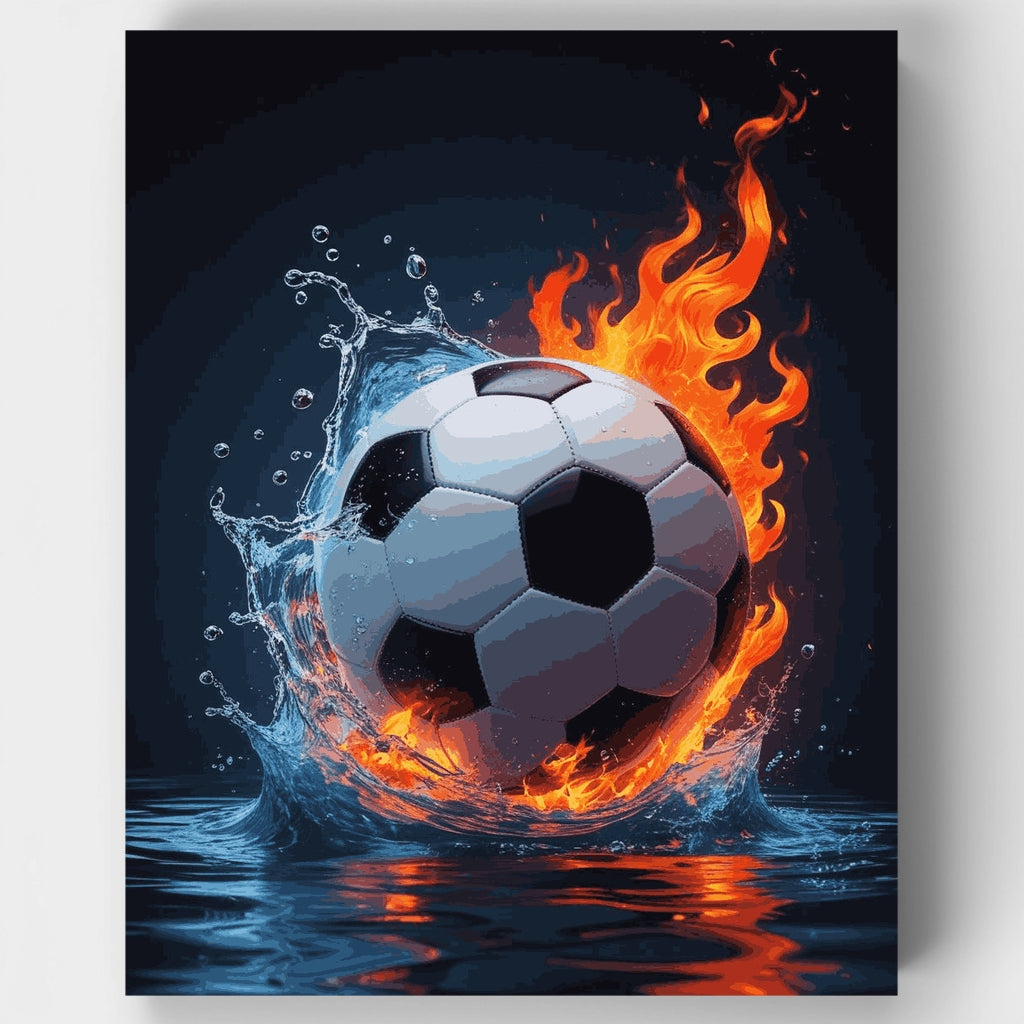 Fire and Water Soccer Ball - Paint by Numbers Kit