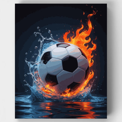 Fire and Water Soccer Ball - Paint by Numbers Kit