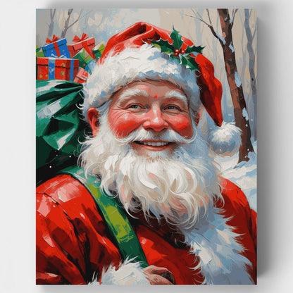 Cheerful Santa with Holly - Paint by Numbers Kit