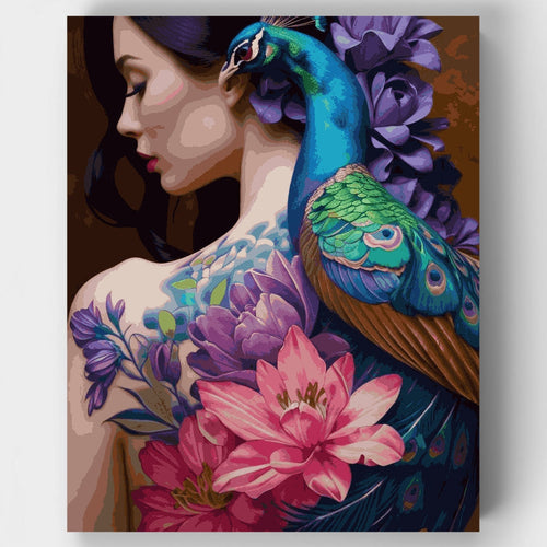Peacock and Flowers - Paint by Numbers Kit