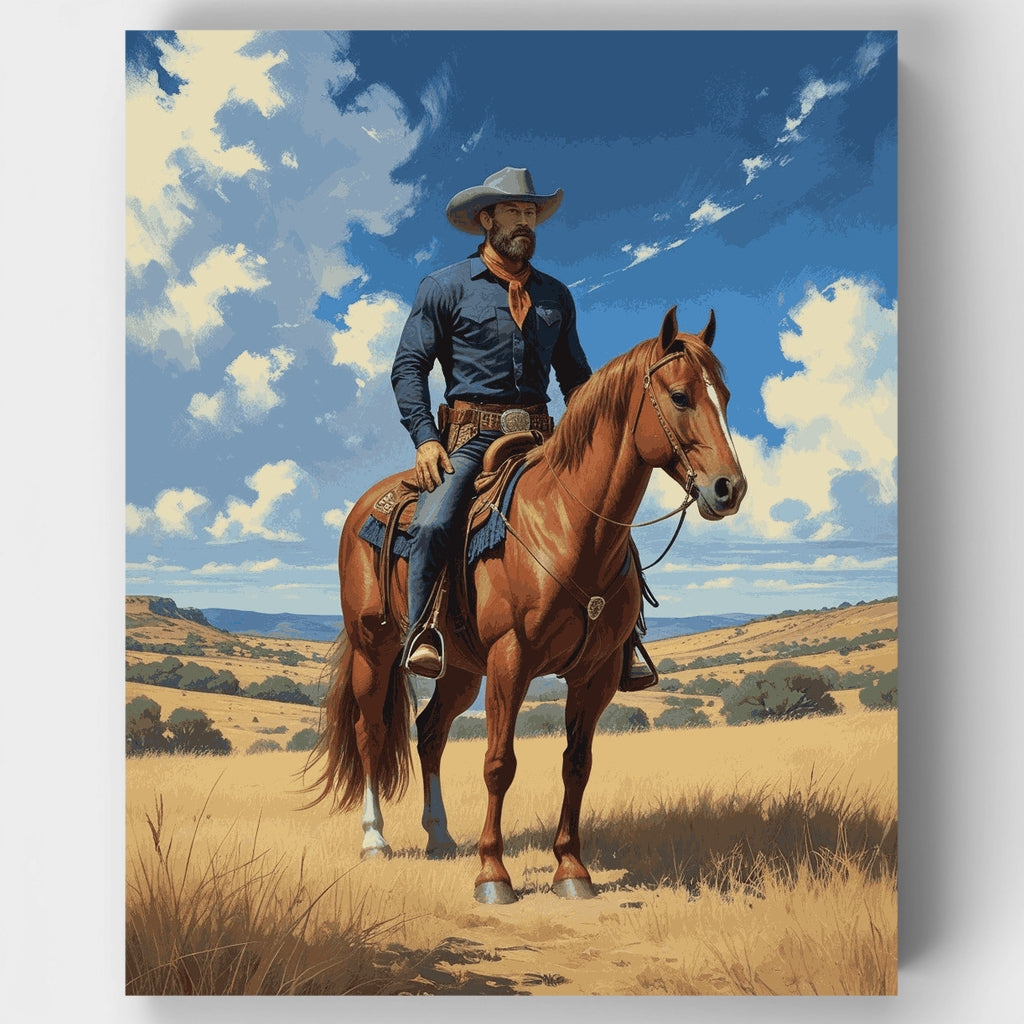 Vaquero en la pradera - Kit de pintura por números — Estándar