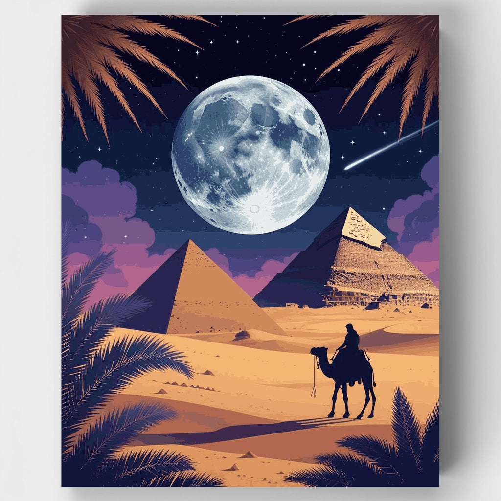 Desert Pyramids Under Moonlight - Paint by Numbers Kit
