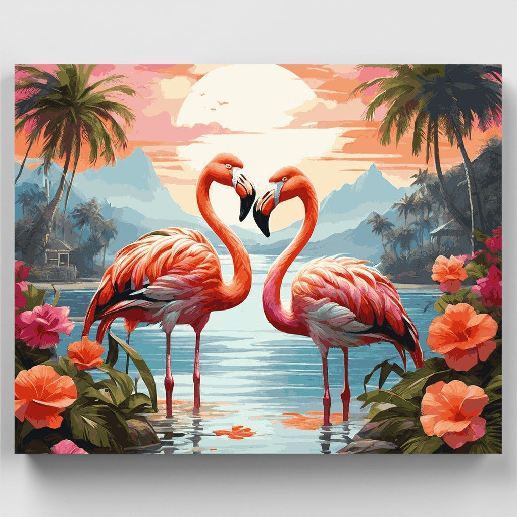Flamingo Sunset Paradise - Paint by Numbers Kit