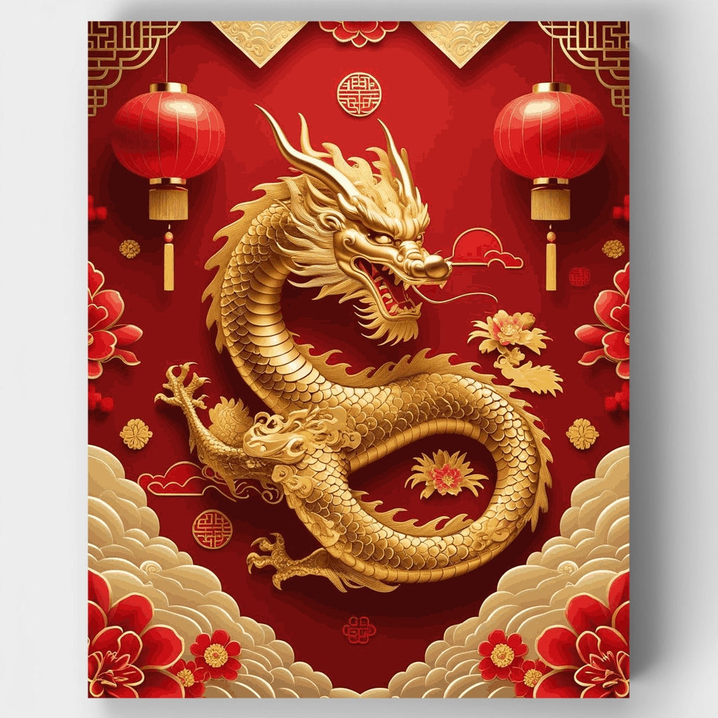 Golden Dragon Chinese New Year Celebration - Paint by Numbers Kit