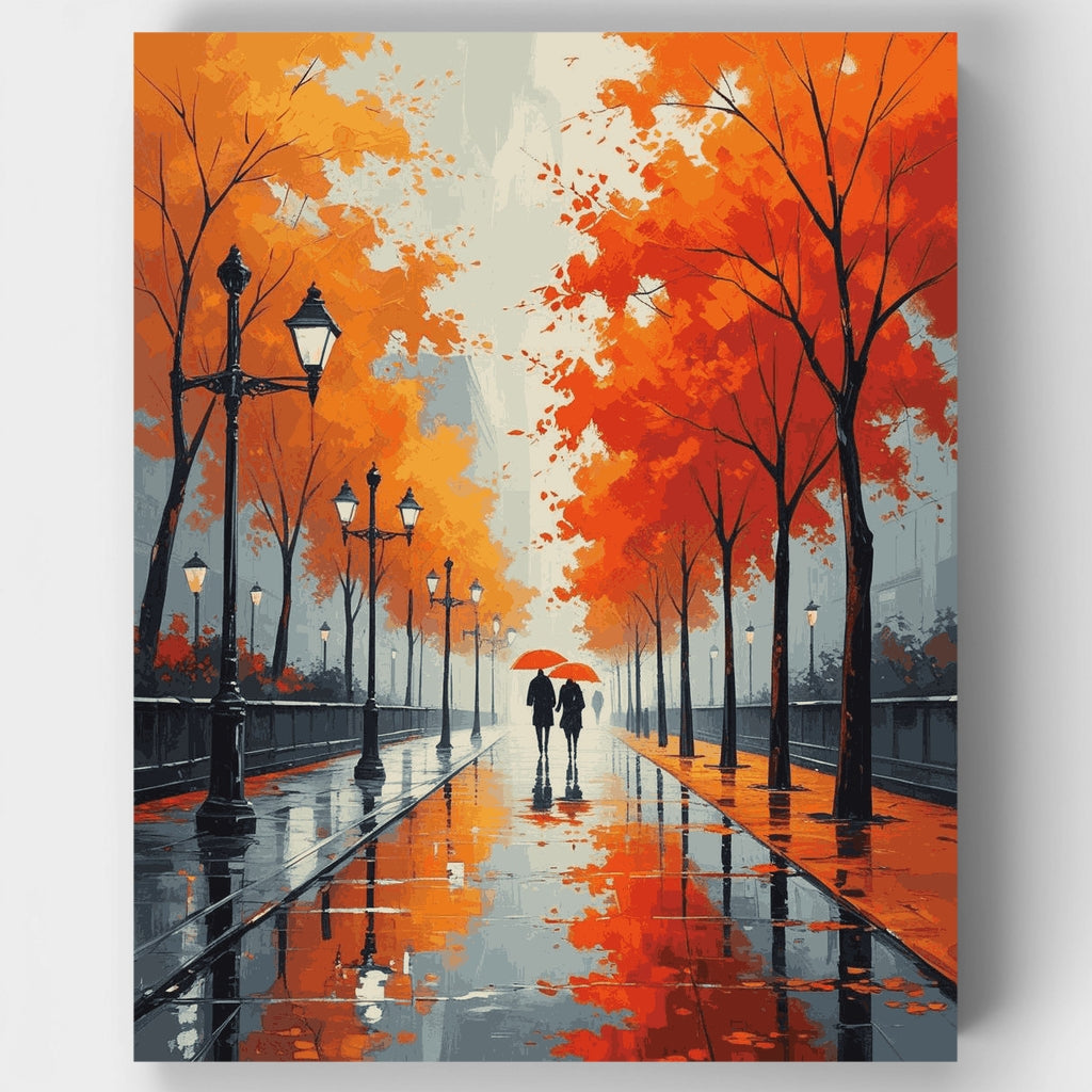Romance en el Parque de Otoño - Kit de Pintura por Números — Estándar