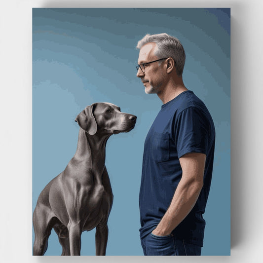 Man and Weimaraner Portrait - Paint by Numbers Kit