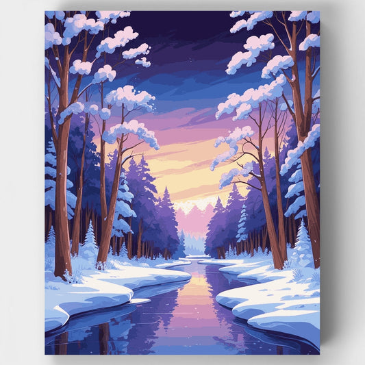 Winter Forest Stream - Paint by Numbers Kit