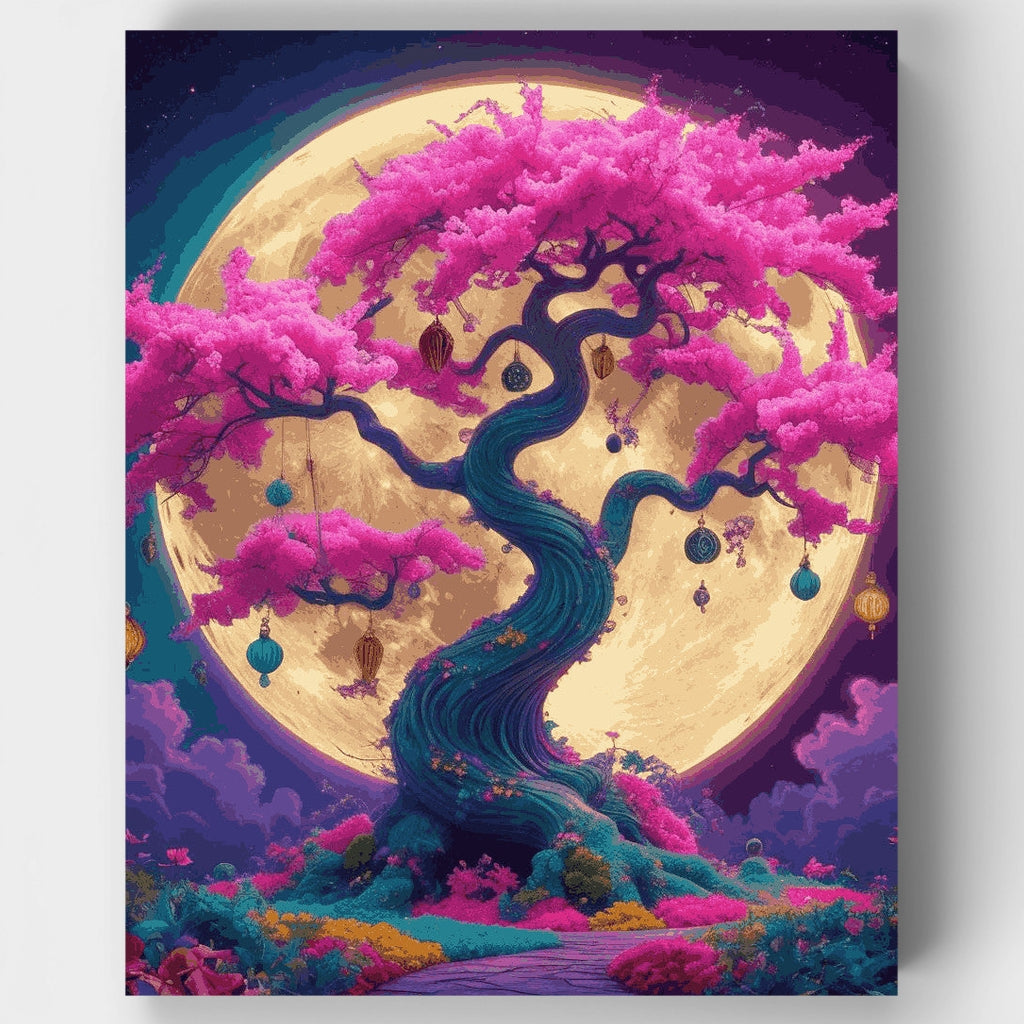 Kit de pintura por números - Luna de cerezos encantados — Estándar