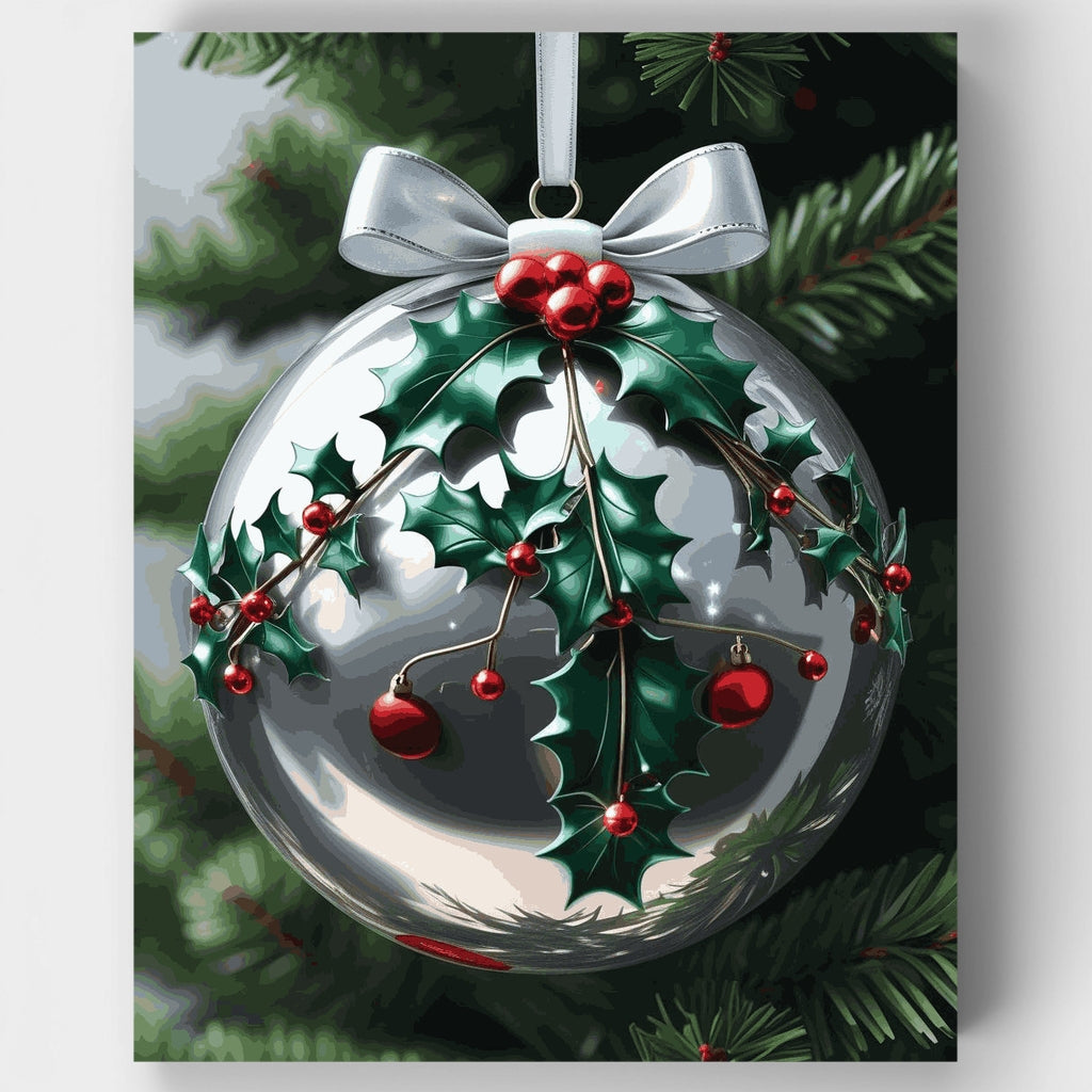Adorno navideño de acebo elegante - Kit de pintura por números — Estándar