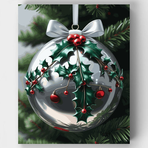 Elegant Holly Christmas Ornament - Paint by Numbers Kit