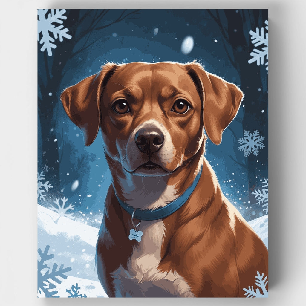 Retrato de perro en invierno - Kit de pintura por números — Estándar