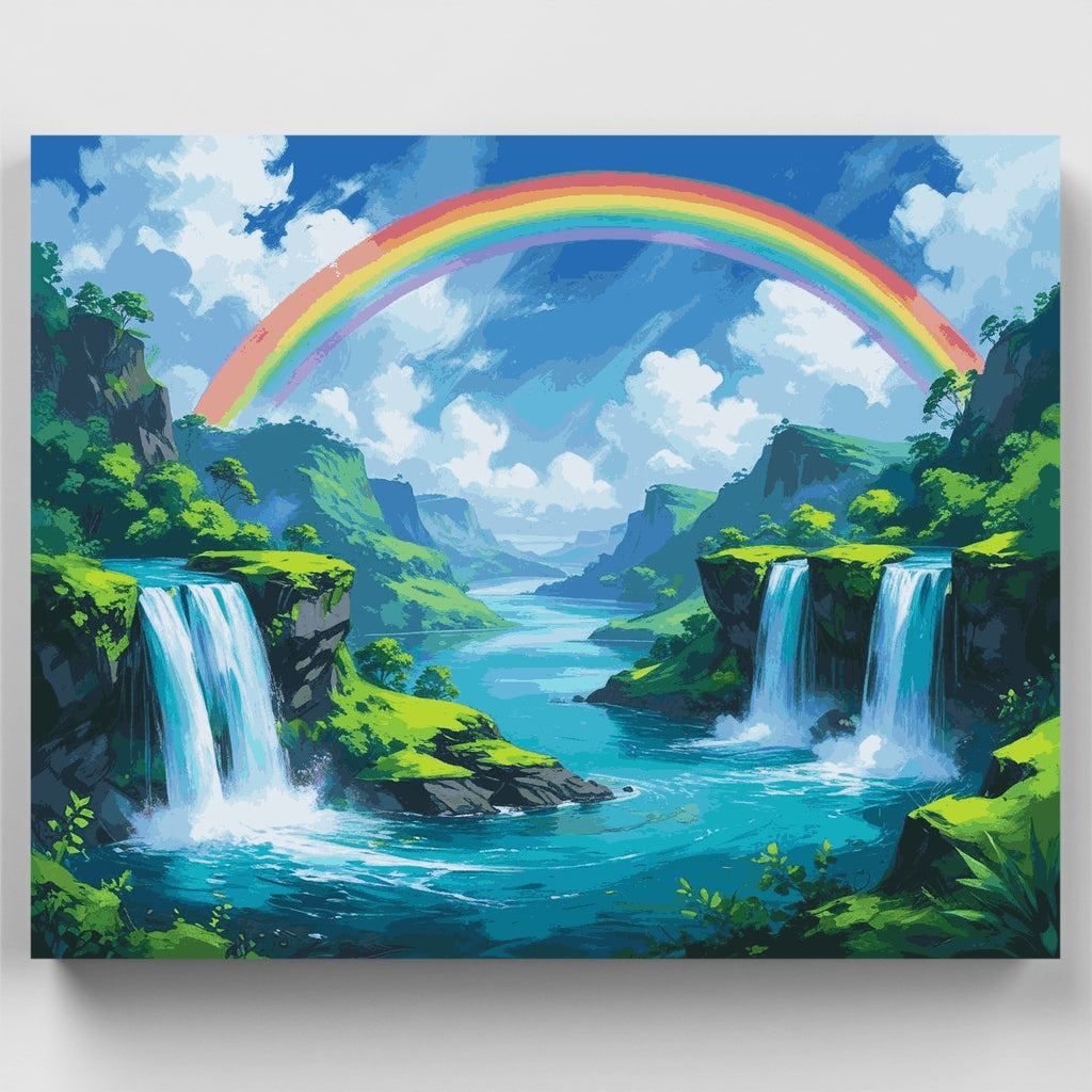 Rainbow Waterfall Paradise - Paint by Numbers Kit