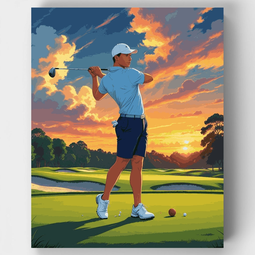 Sunset Golf Swing - Paint by Numbers Kit