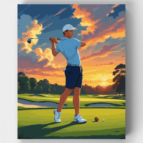 Sunset Golf Swing - Paint by Numbers Kit