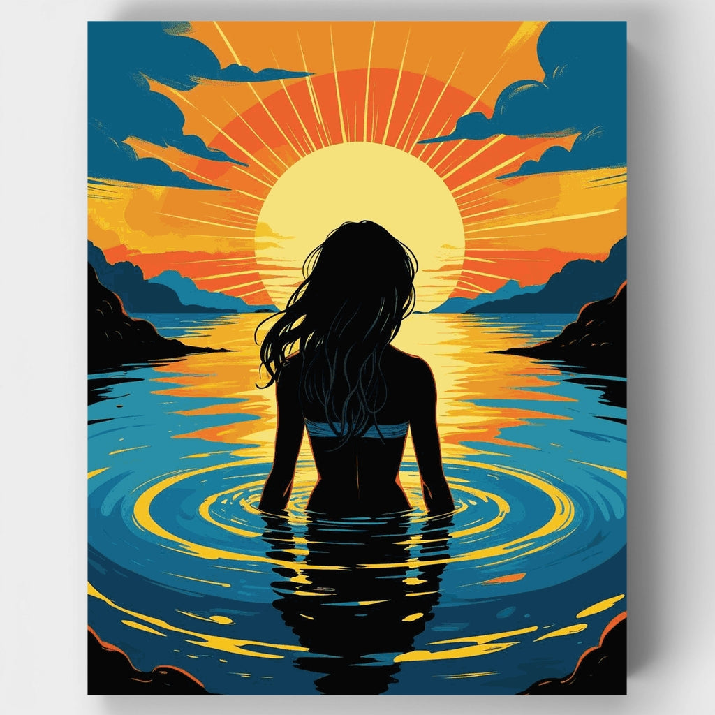 Silueta al atardecer - Kit de pintura por números — Estándar