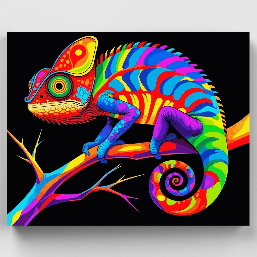 Vibrant Rainbow Chameleon - Paint by Numbers Kit
