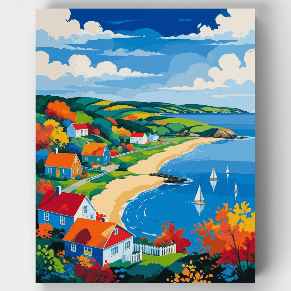 Coastal Village Autumn - Paint by Numbers Kit