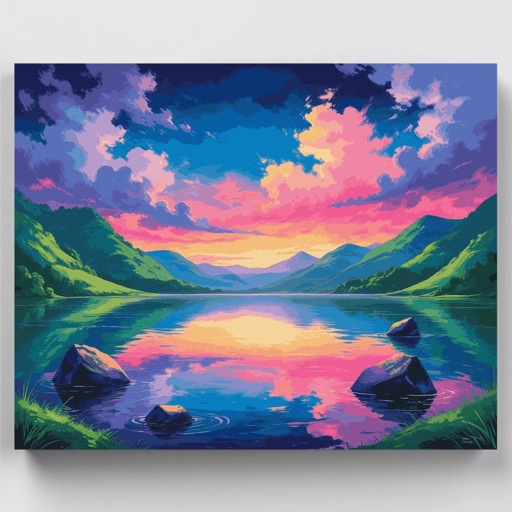 Sunset Lake Valley - Paint by Numbers Kit
