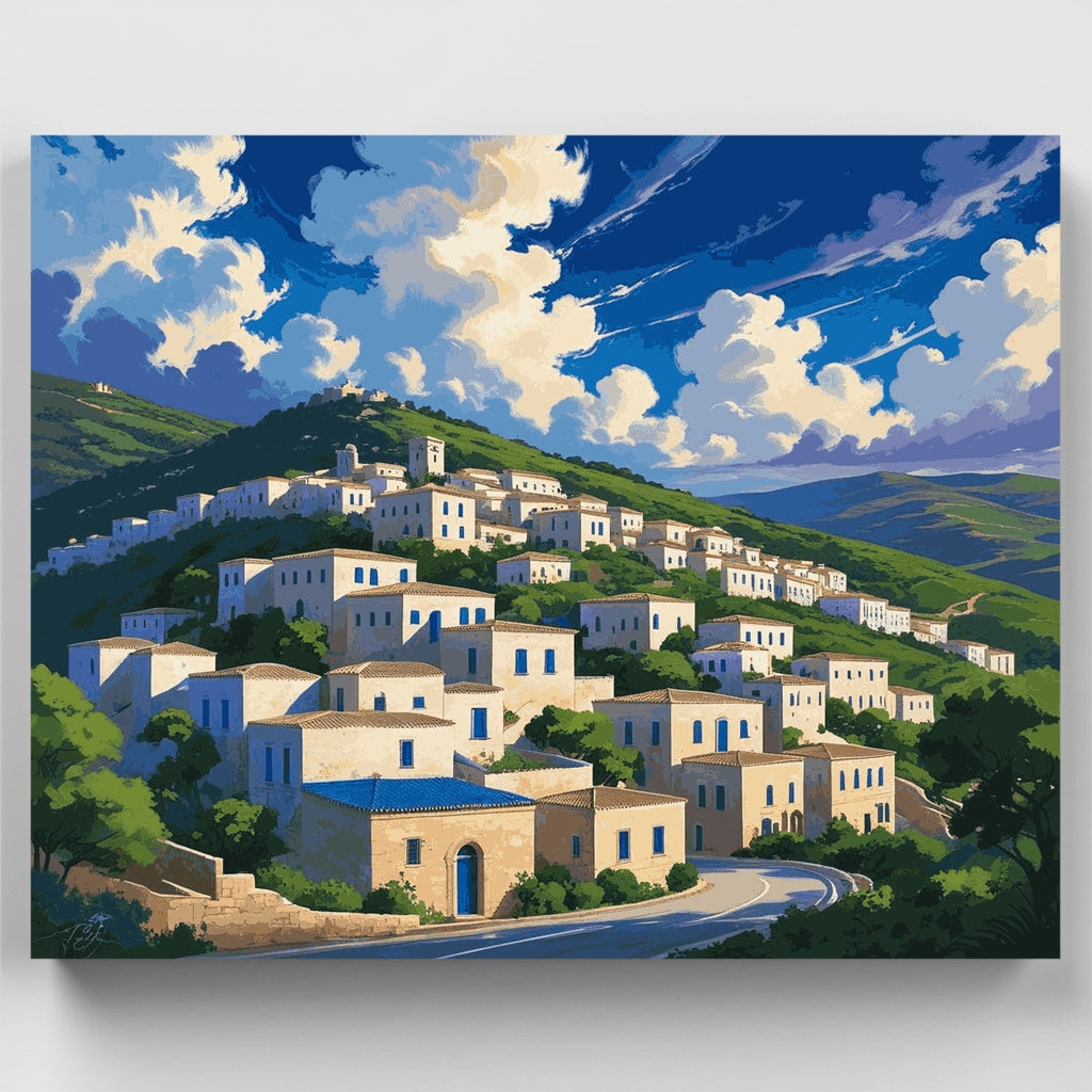 Mediterranean Hillside Village - Paint by Numbers Kit