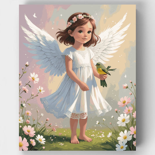 Angel Child with Bird - Paint by Numbers Kit