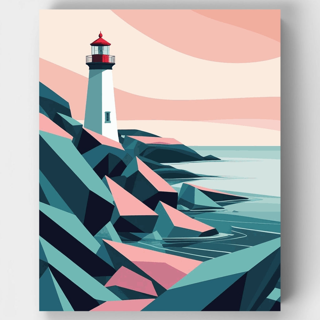 Faro en costa rocosa - Kit de pintura por números — Estándar