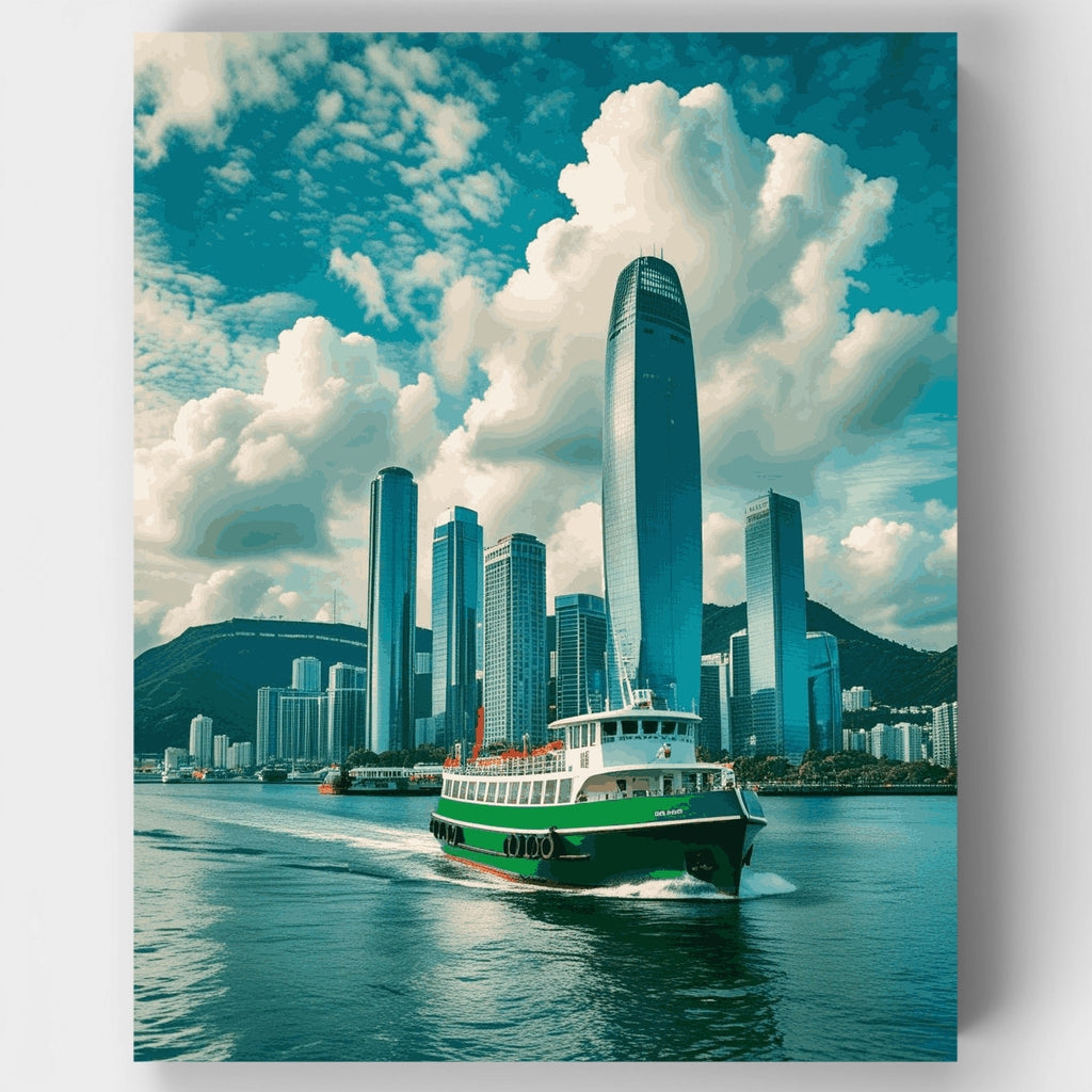 Kit de pintura por números: Horizonte del puerto de Hong Kong — Estándar