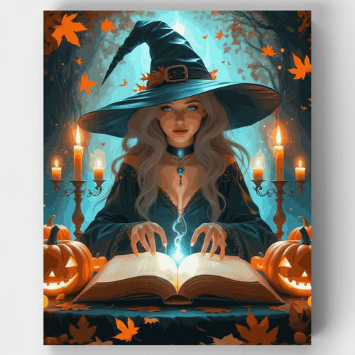 Autumn Witch with Spellbook - Paint by Numbers Kit
