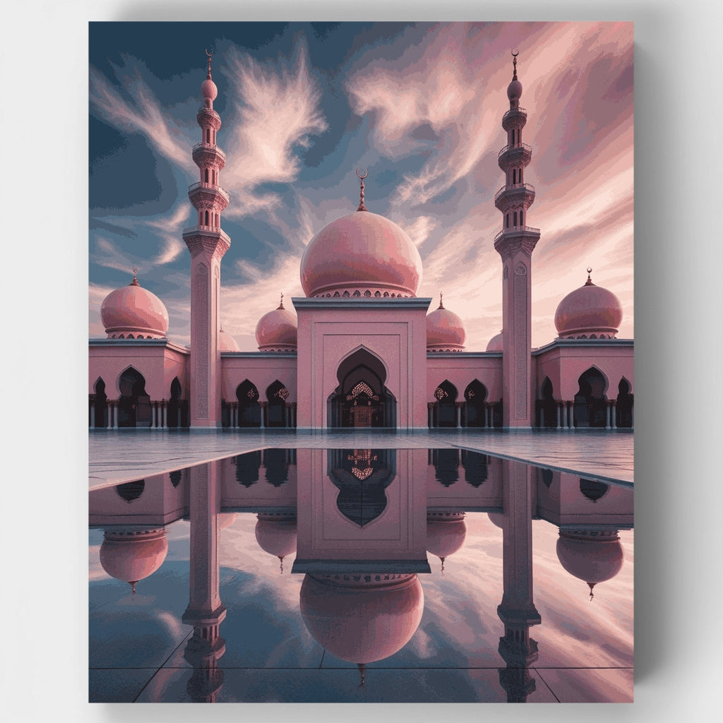 Mezquita Rosa al Atardecer - Kit de Pintura por Números — Estándar
