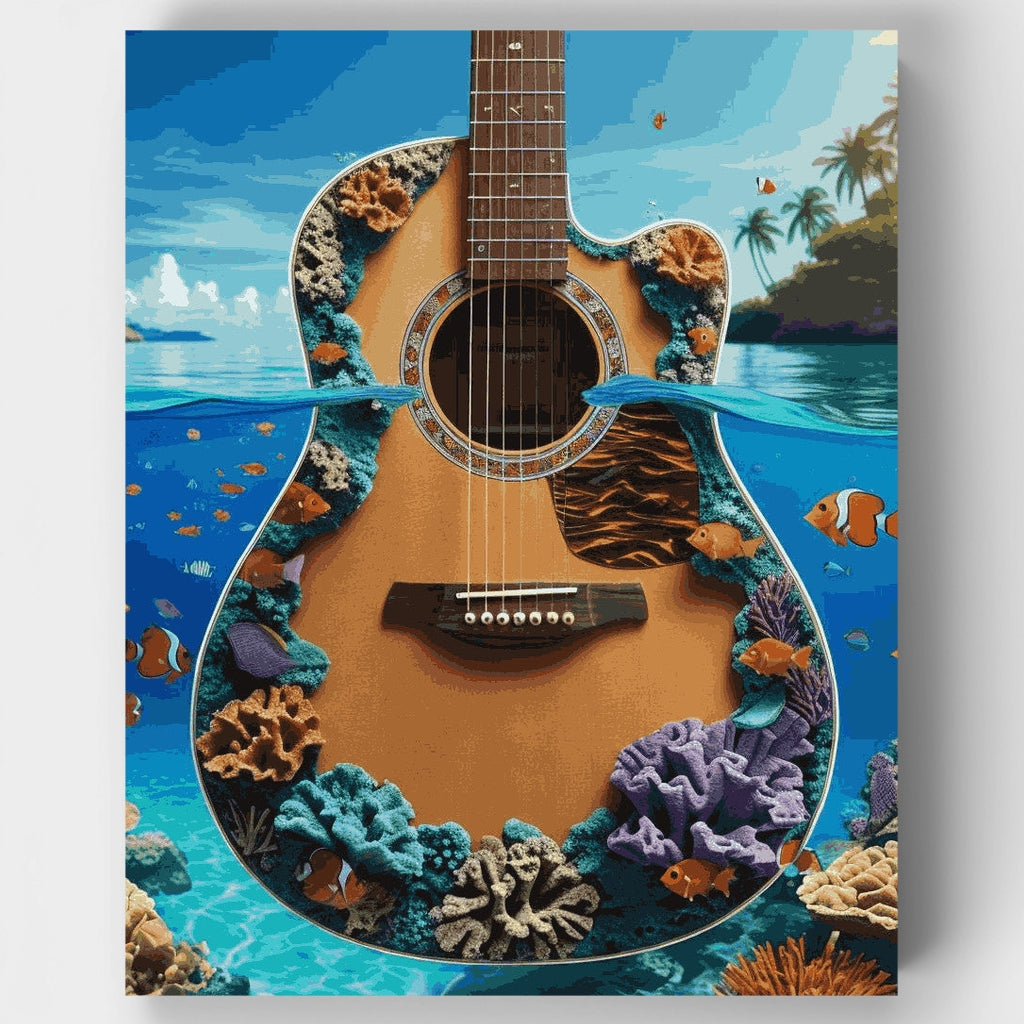 Paraíso tropical de guitarra - Kit de pintura por números — Estándar