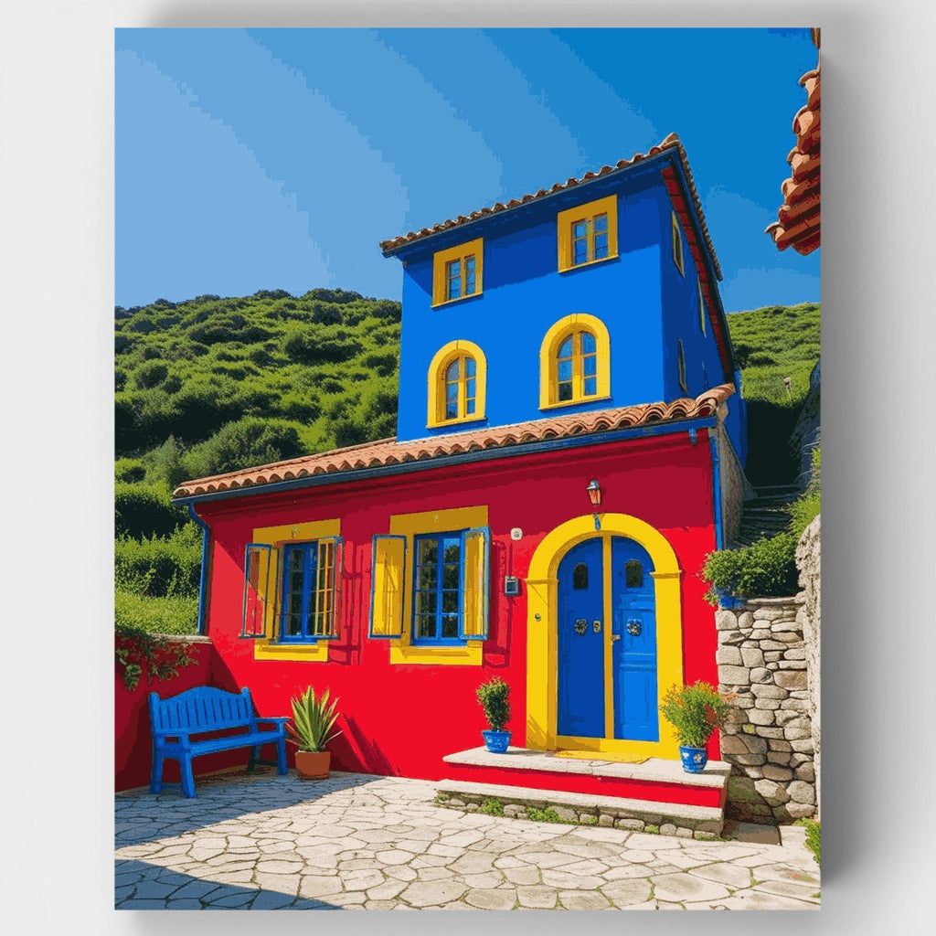 Casa mediterránea colorida - Kit de pintura por números — Estándar