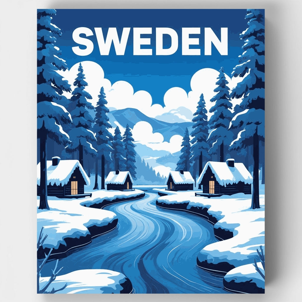 Swedish Winter Village - Paint by Numbers Kit