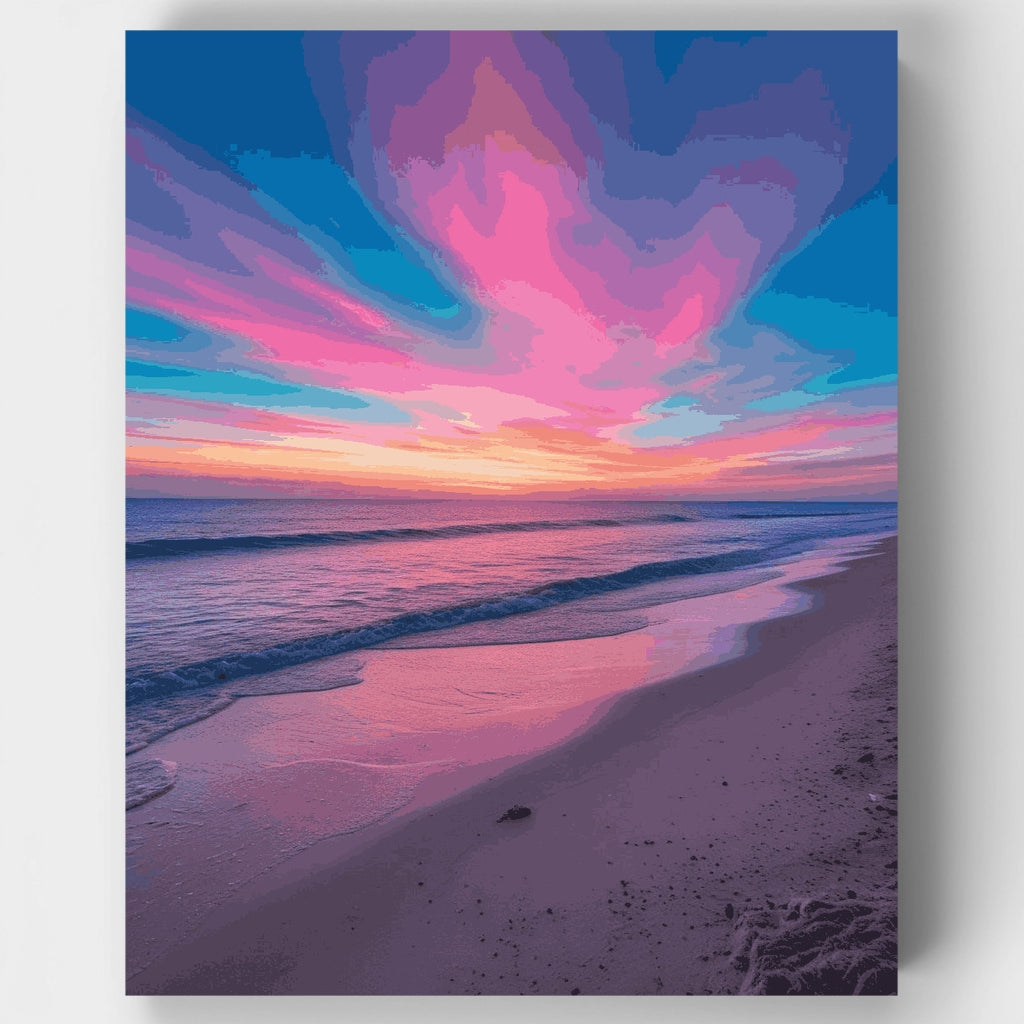 Kit de pintura por números - Atardecer vibrante en la playa — Estándar