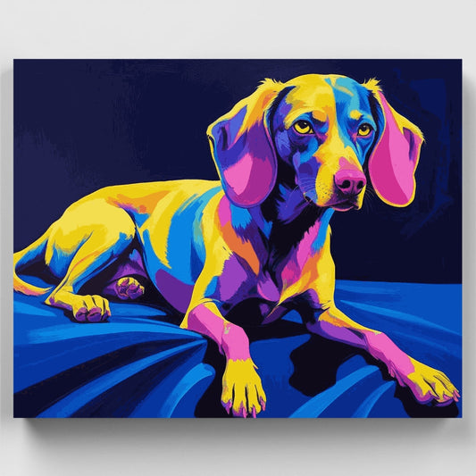 Colorful Dachshund Pop Art - Paint by Numbers Kit