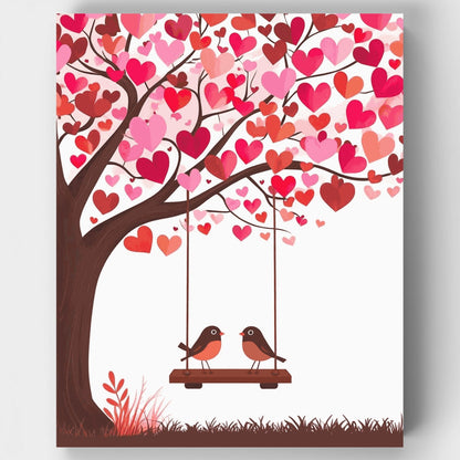 Love Birds Under Heart Tree - Paint by Numbers Kit