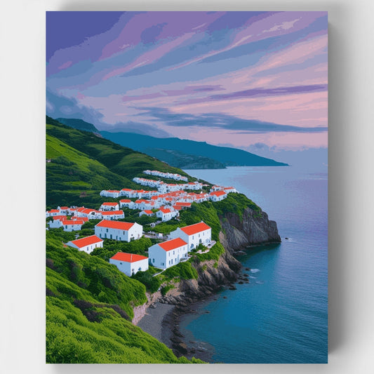 Coastal Village Cliffs - Paint by Numbers Kit
