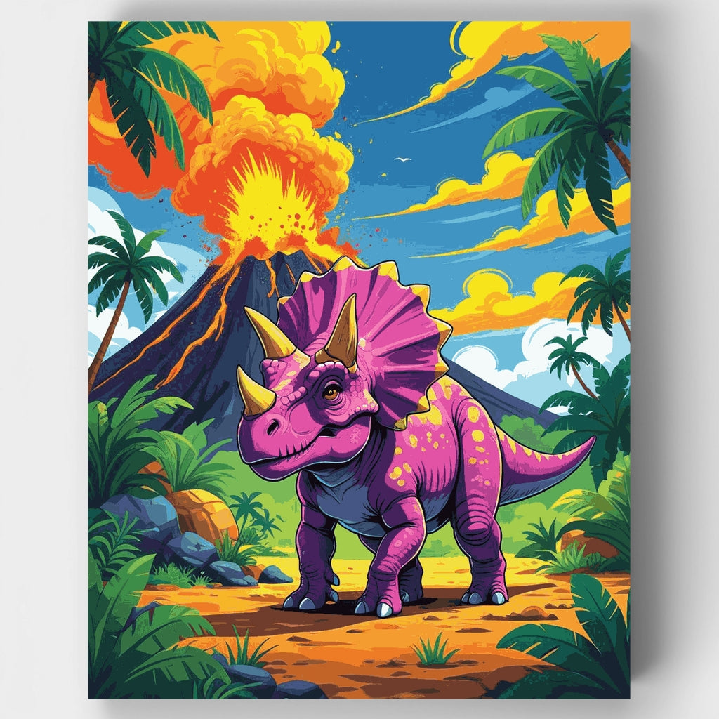 Triceratops colorido en el paraíso prehistórico - Kit de pintura por números — Estándar