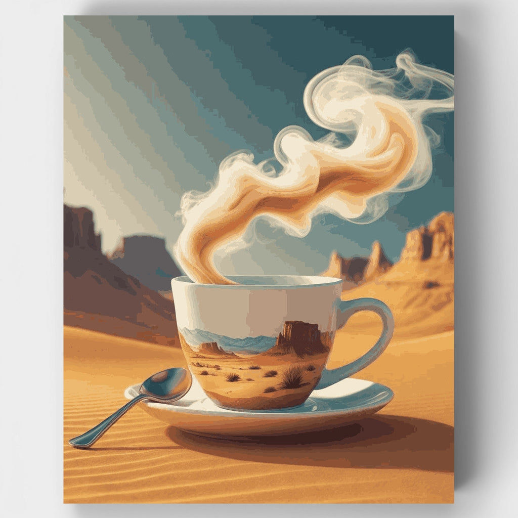 Serenidad de café en el desierto - Kit de pintura por números — Estándar