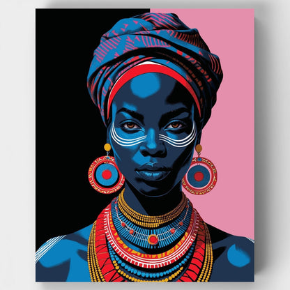 African Tribal Beauty Portrait - Paint by Numbers Kit