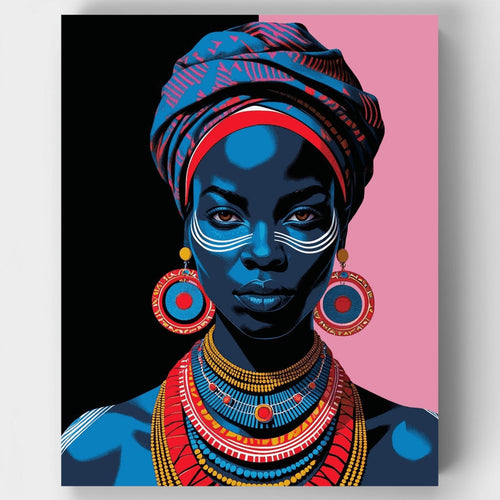 African Tribal Beauty Portrait - Paint by Numbers Kit