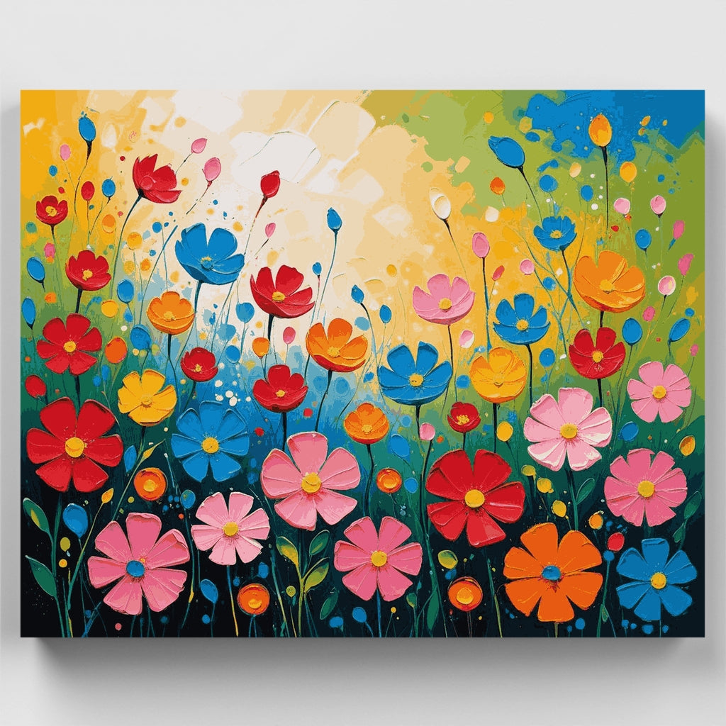 Prado de flores silvestres vibrantes - Kit de pintura por números — Estándar