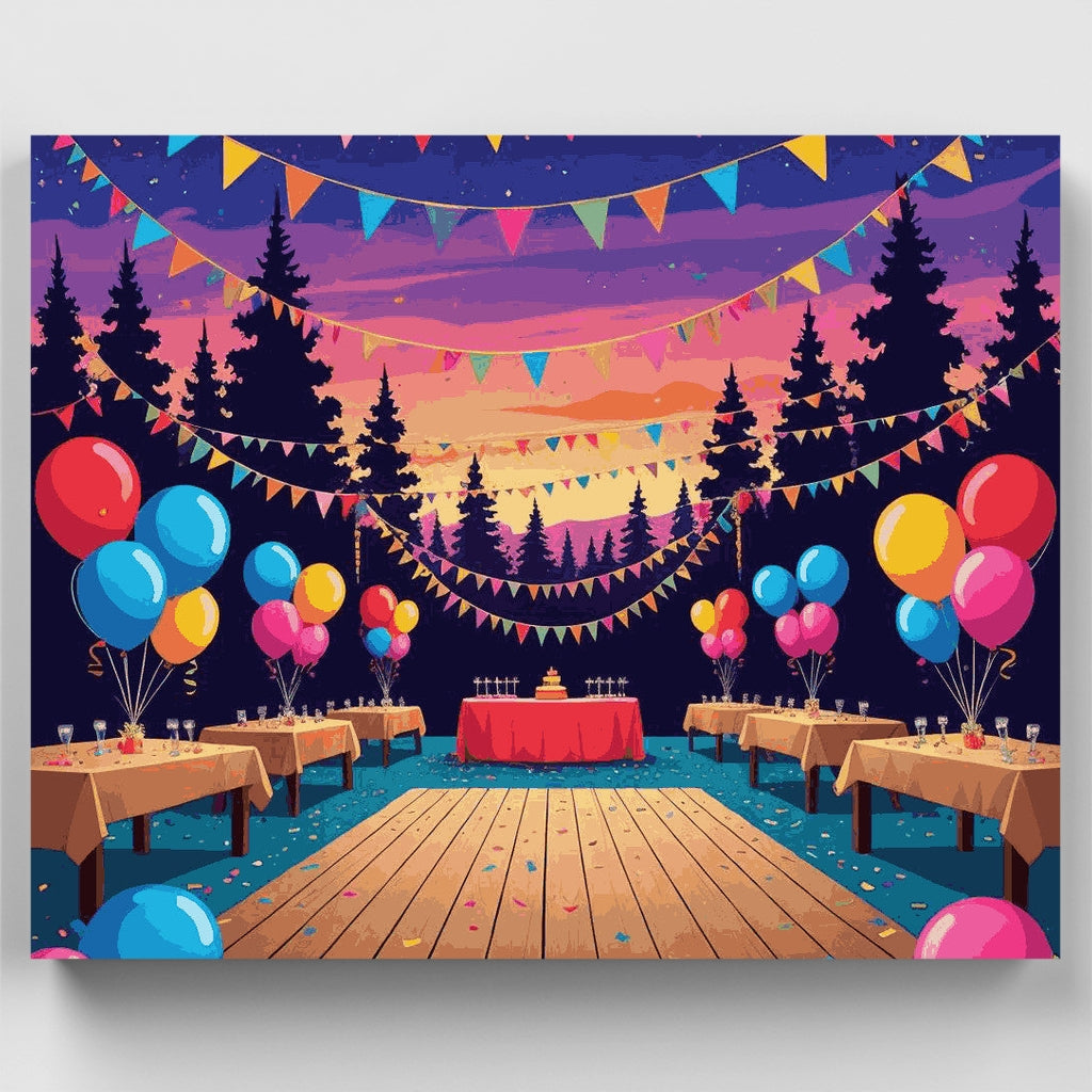 Kit de pintura por números - Celebración de fiesta al atardecer — Estándar
