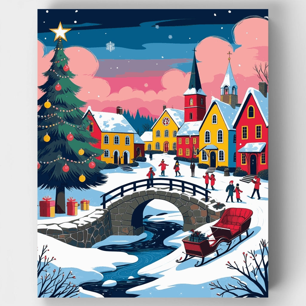 Pueblo navideño invernal - Kit de pintura por números — Estándar