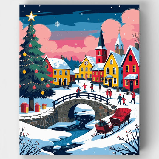 Winter Christmas Village - Paint by Numbers Kit