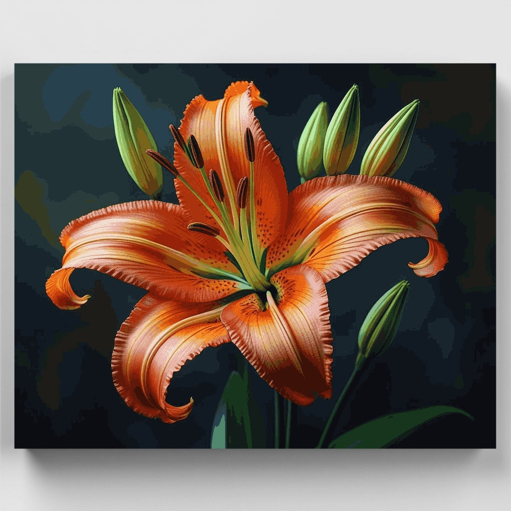 Orange Tiger Lily Bloom - Paint by Numbers Kit